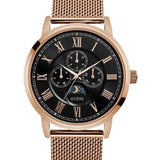 Guess Delancy Black Dial Rose Gold Mesh Bracelet Watch for Men - W0871G5 Buy Now By Guess