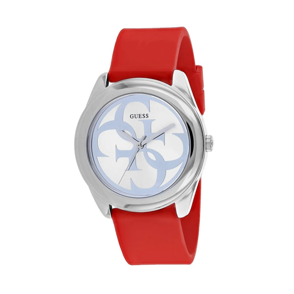 Guess G-Twist Silver Dial Red Rubber Strap Watch for Women - W0911L9 Buy Now By Guess
