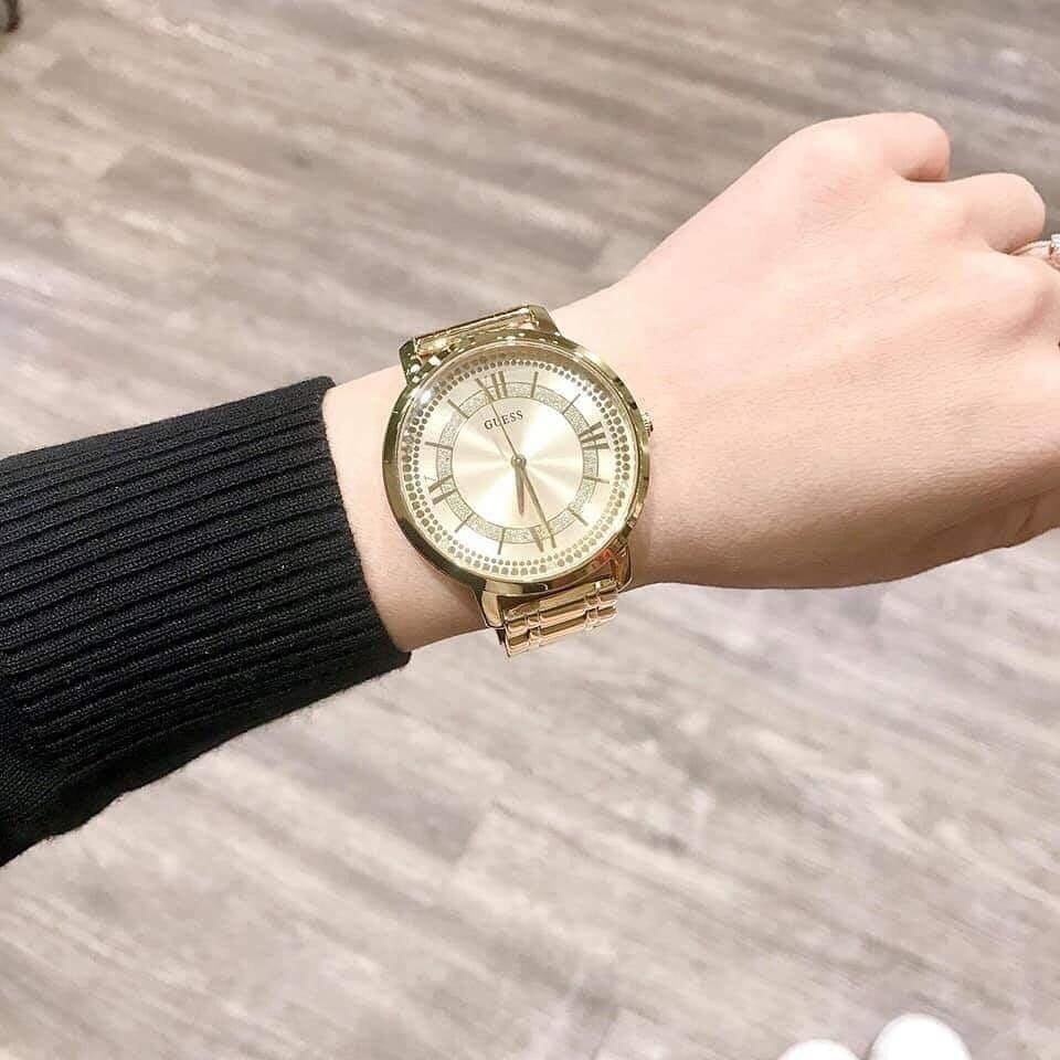 Guess Montauk Gold Dial Gold Steel Strap Watch for Women - W0933L2 Buy Now By Guess