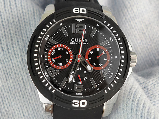 Guess Tread Black Dial Black Rubber Strap Watch for Men - W0967G1 Buy Now By Guess