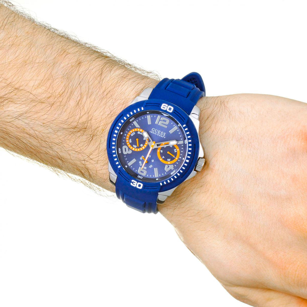 Guess Trade Blue Dial Blue Silicone Strap Watch for Men - W0967G2 Buy Now By Guess