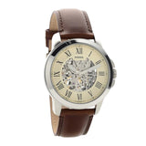 Fossil Grant Automatic Beige Skeleton Dial Brown Leather Strap Watch for Men - ME3099 Buy Now By Fossil