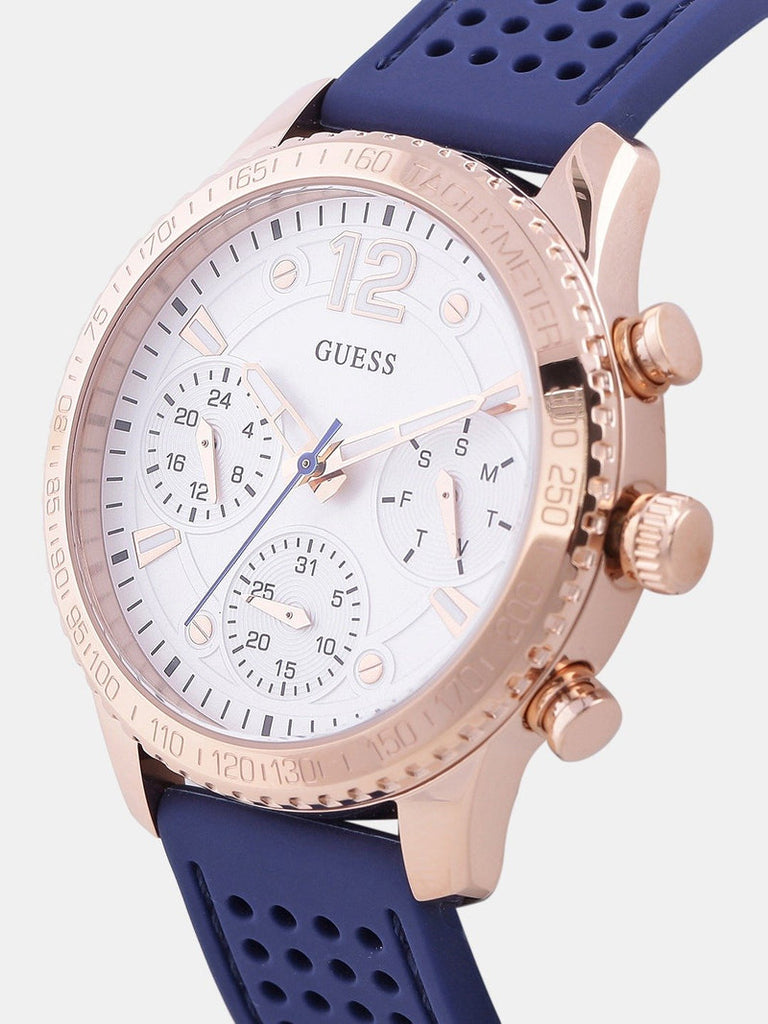 Guess Marina Multifunction White Dial Blue Rubber Strap Watch for Women - W1025L4 Buy Now By Guess