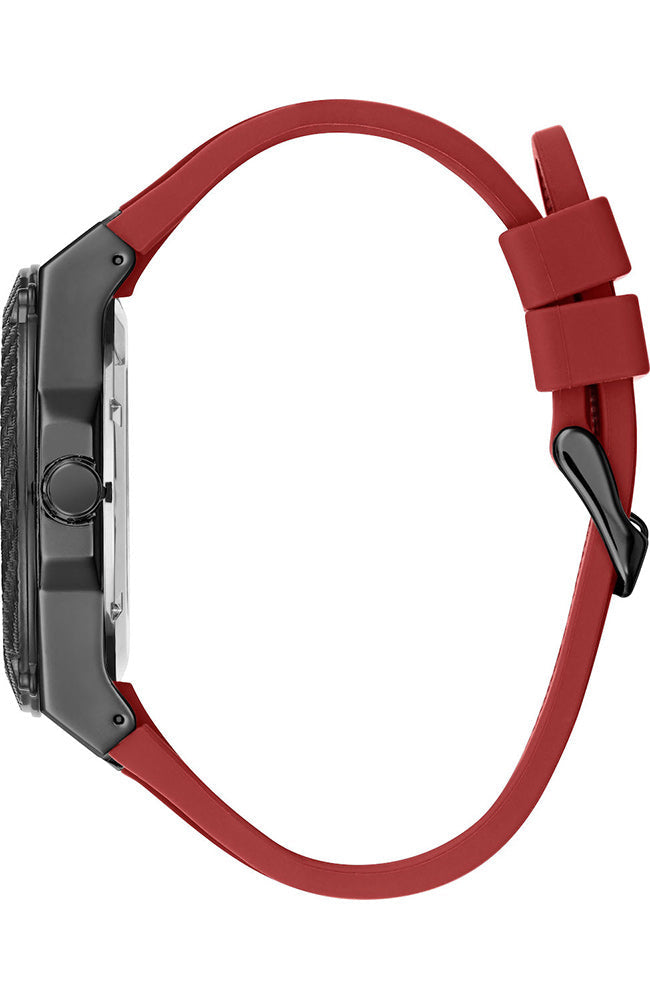 Guess Legacy Black Dial Red Silicone Strap Watch for Men - W1049G6 Buy Now By Guess