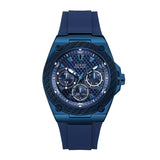 Guess Legacy Blue Dial Blue Rubber Strap Watch for Men - W1049G7 Buy Now By Guess