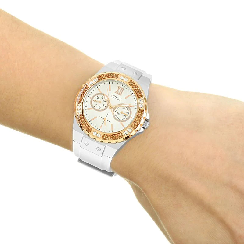 Guess Limelight White Dial White Rubber Strap Watch for Women - W1053L2 Buy Now By Guess