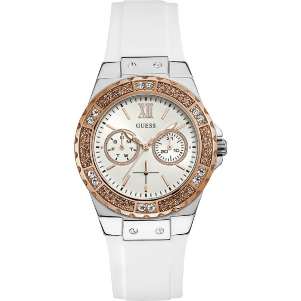 Guess Overdrive Analog White Dial White Rubber Strap Watch for Women - W10614L2 Buy Now By Guess