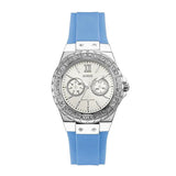 Guess Limelight Crystals White Dial Blue Rubber Strap Watch for Women - W1053L5 Buy Now By Guess