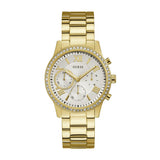Guess Solar Chronograph Diamonds White Dial Gold Steel Strap Watch for Women - W1069L2 Buy Now By Guess