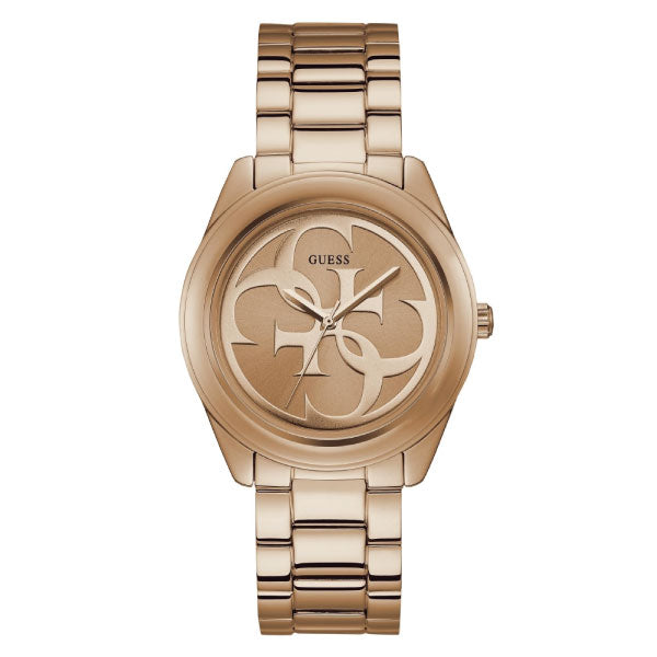 Guess G-Twist Rose Gold Dial Rose Gold Steel Strap Watch for Women - W1082L3 Buy Now By Guess