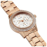 Guess Bedazzle Diamonds Silver Dial Rose Gold Steel Strap Watch For Women - W1097L3 Buy Now By Guess
