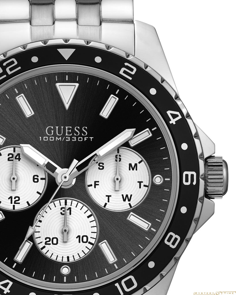 Guess Odyssey Black Dial Silver Steel Strap Watch For Men - W1107G1 Buy Now By Guess