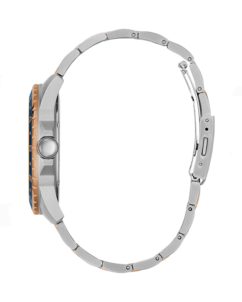 Guess Odyssey Blue Dial Two Tone Steel Strap Watch For Men - W1107G3 Buy Now By Guess