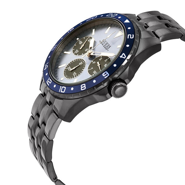 Guess Odyssey Quartz Blue Dial Gunmetal Steel Strap Watch For Men - W1107G5 Buy Now By Guess