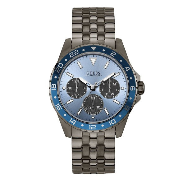 Guess Odyssey Quartz Blue Dial Gunmetal Steel Strap Watch For Men - W1107G5 Buy Now By Guess