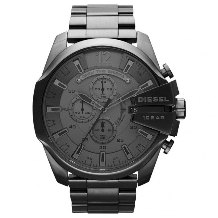 Diesel Mega Chief Chronograph Grey Dial Grey Steel Strap Watch for Men - DZ4282 Buy Now By Diesel