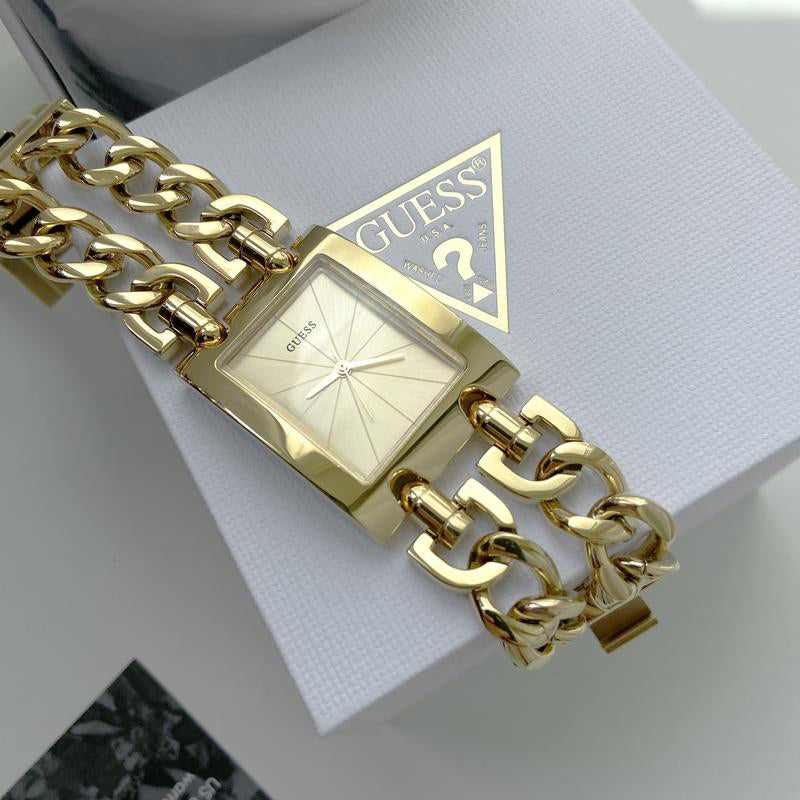 Guess Mod Heavy Metal Gold Dial Gold Steel Strap Watch For Women - W1117L2 Buy Now By Guess