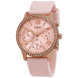 Guess Solar Rose Gold Dial Pink Rubber Strap Watch For Women - W1135L2 Buy Now By Guess