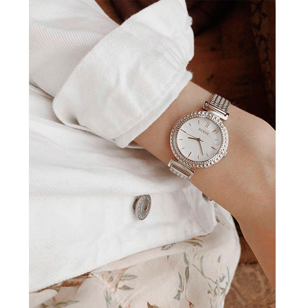 Guess Quartz Silver Dial Silver Mesh Bracelet Watch For Women - W1152L1 Buy Now By Guess