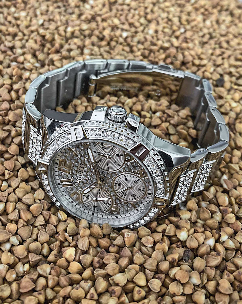 Guess Frontier Diamonds Silver Dial Silver Steel Strap Watch For Women - W1156L1 Buy Now By Guess