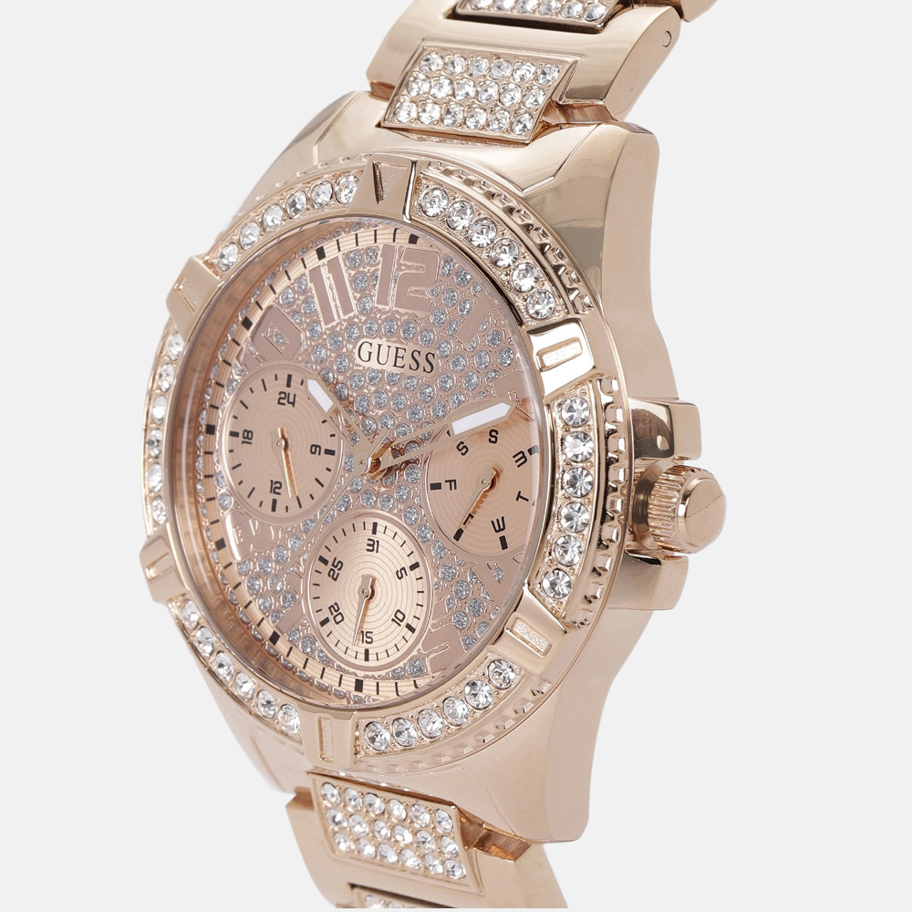 Guess Frontier Diamonds Rose Gold Dial Rose Gold Steel Strap Watch For Women - W1156L3 Buy Now By Guess