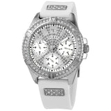 Guess Frontier Diamonds Silver Dial White Rubber Strap Watch For Women - W1160L4 Buy Now By Guess