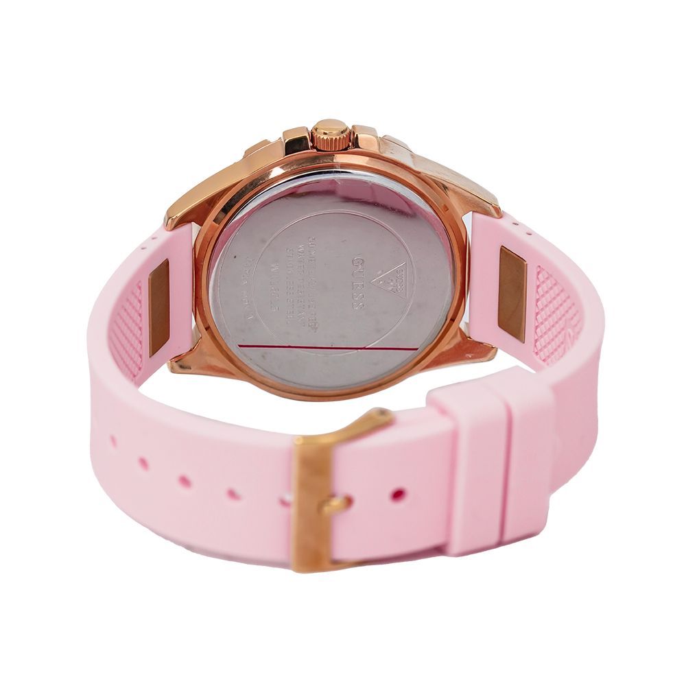 Guess Frontier Diamonds Rose Gold Dial Pink Rubber Strap Watch For Women - W1160L5 Buy Now By Guess