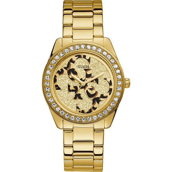Guess G Twist Diamonds Gold Dial Gold Steel Strap Watch For Women - W1201L2 Buy Now By Guess