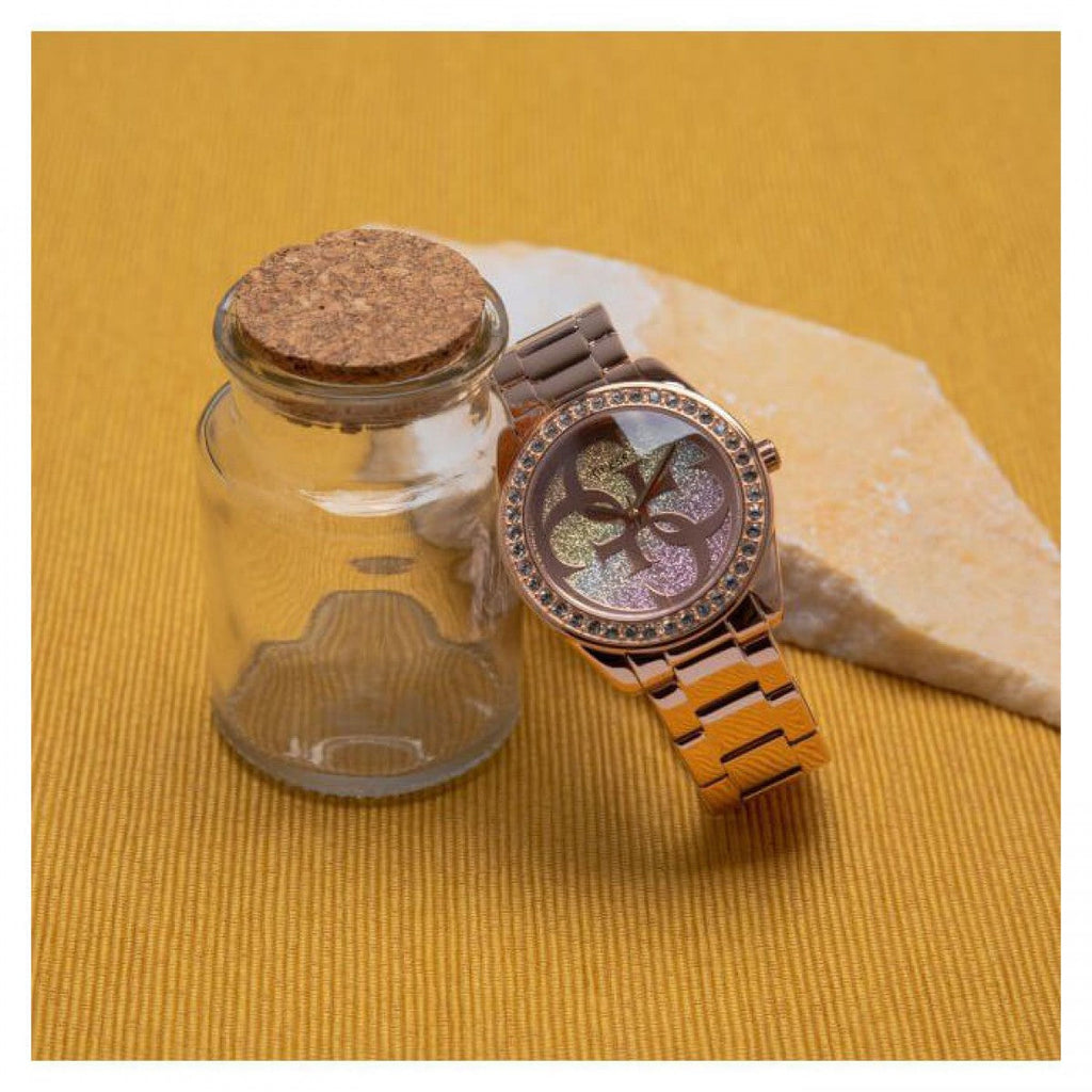 Guess G Twist Diamonds Rose Gold Dial Rose Gold Steel Strap Watch For Women - W1201L3 Buy Now By Guess
