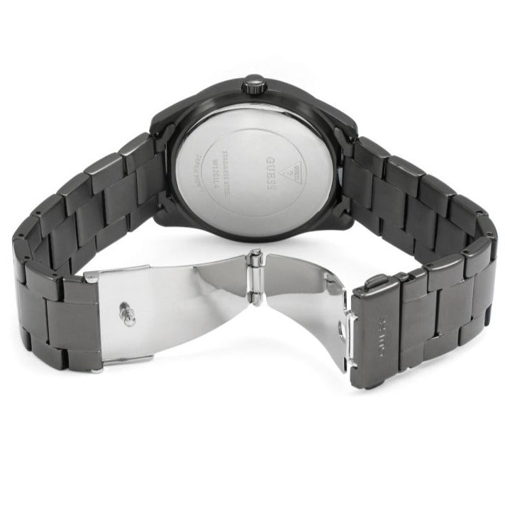 Guess G Twist Diamonds Purple Dial Black Steel Strap Watch For Women - W1201L4 Buy Now By Guess