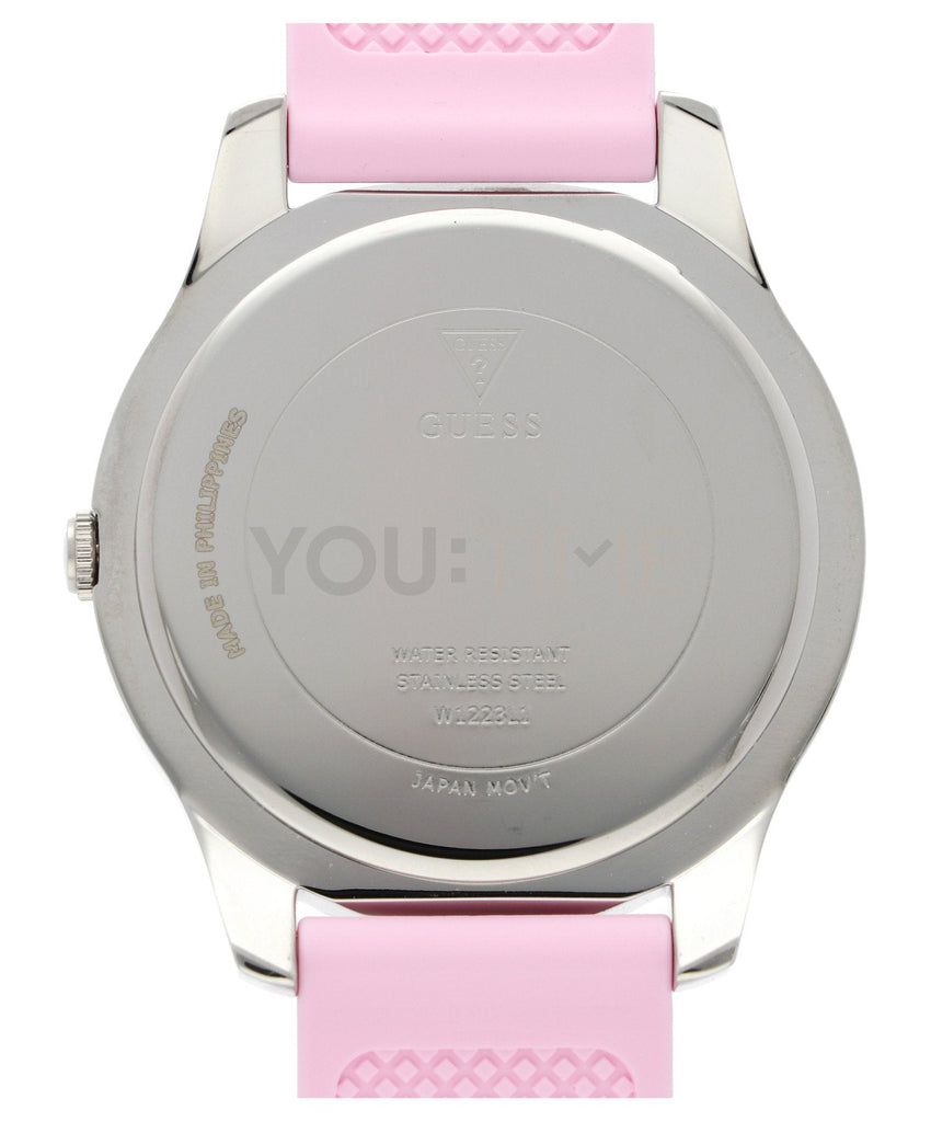 Guess Crush Crystals Silver Dial Pink Rubber Strap Watch for Women - W1223L1 Buy Now By Guess