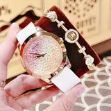 Guess Crush Crystals Gold Dial White Rubber Strap Watch for Women - W1223L3 Buy Now By Guess