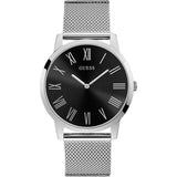 Guess Analog Black Dial Silver Mesh Bracelet Watch for Men - W1263G1 Buy Now By Guess