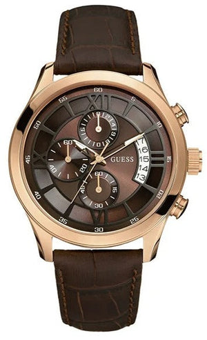 Guess Analog Chronograph Brown Dial Brown Leather Strap Watch For Men - W14052G2 Buy Now By Guess