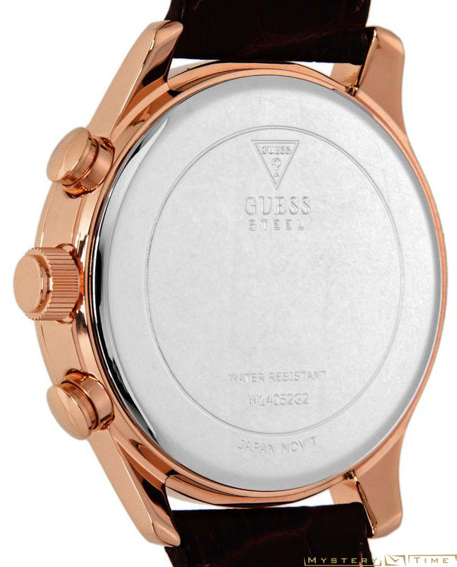 Guess Analog Chronograph Brown Dial Brown Leather Strap Watch For Men - W14052G2 Buy Now By Guess