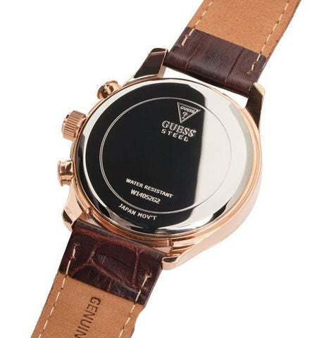 Guess Analog Chronograph Brown Dial Brown Leather Strap Watch For Men - W14052G2 Buy Now By Guess