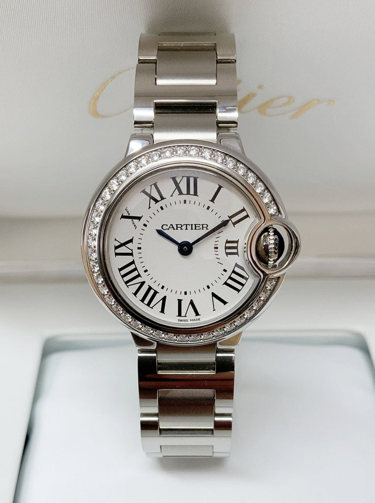 Cartier Ballon Bleu De Cartier Diamonds White Dial Silver Steel Strap Watch for Women - W4BB0015 Buy Now By Cartier