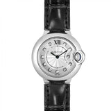 Cartier Ballon Bleu de Cartier Diamonds Silver Dial Black Leather Strap Watch for Women - W4BB0008 Buy Now By Cartier