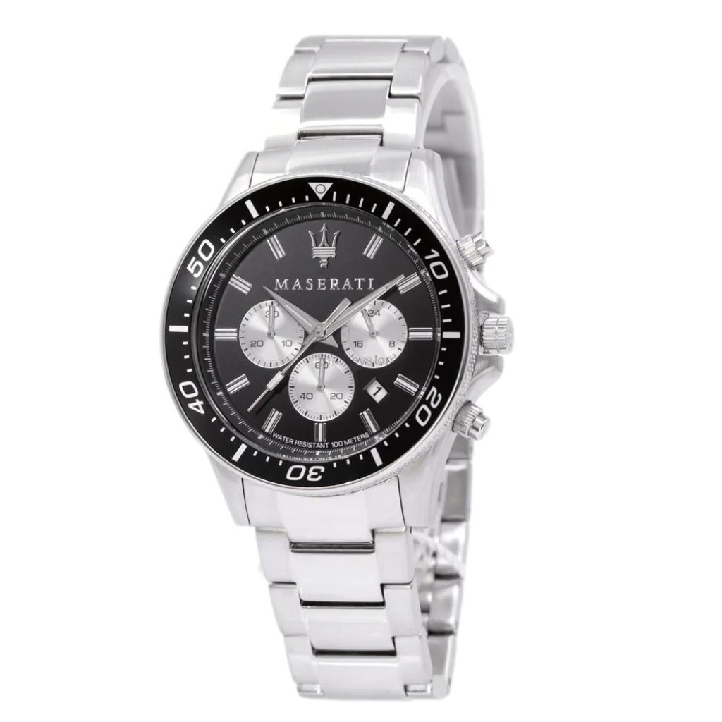 Maserati SFIDA Chronograph Black Dial Silver Steel Strap Watch For Men - R8873640004 Buy Now By Maserati