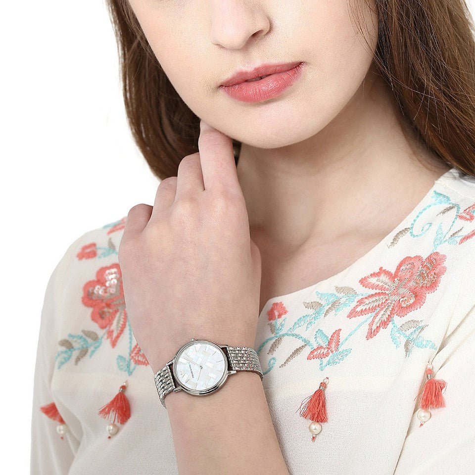 Emporio Armani Mother of Pearl Dial Silver Steel Strap Watch For Women - AR11112 Buy Now By Emporio Armani