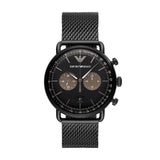 Emporio Armani Aviator Black Dial Black Mesh Bracelet Watch For Men - AR11142 Buy Now By Emporio Armani