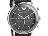 Emporio Armani Aviator Chronograph Black Dial Black Leather Strap Watch For Men - AR11143 Buy Now By Emporio Armani