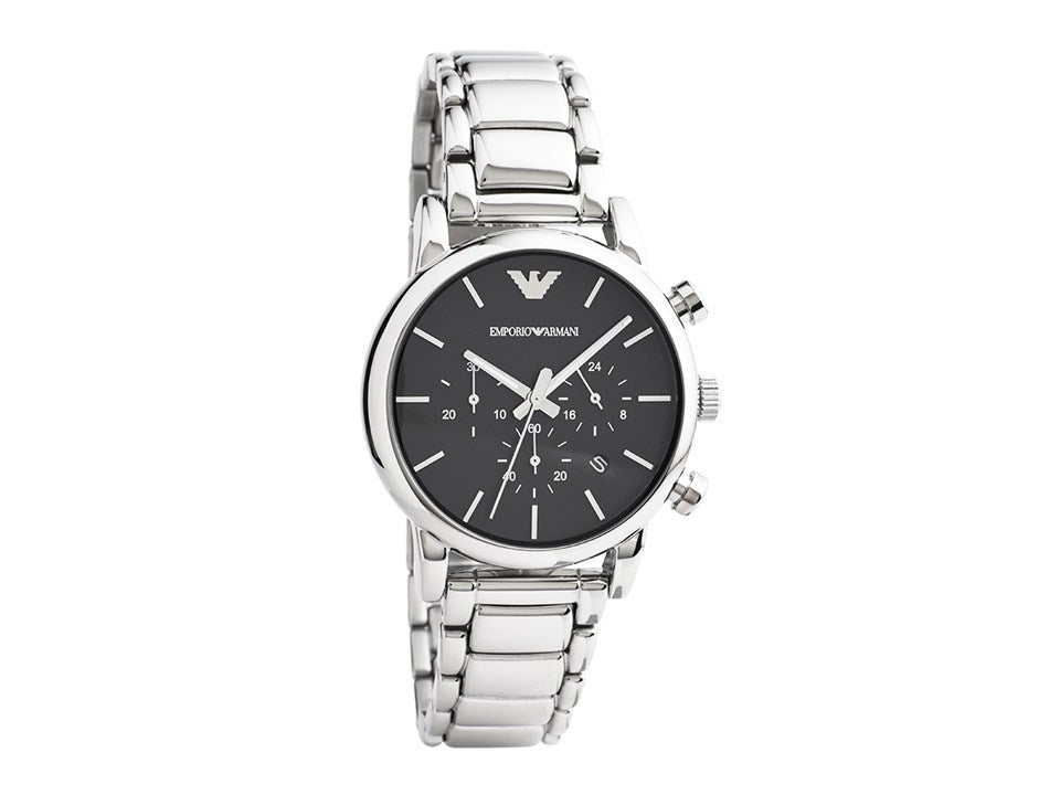 Emporio Armani Chronograph Black Dial Silver Steel Strap Watch For Men - AR1853 Buy Now By Emporio Armani