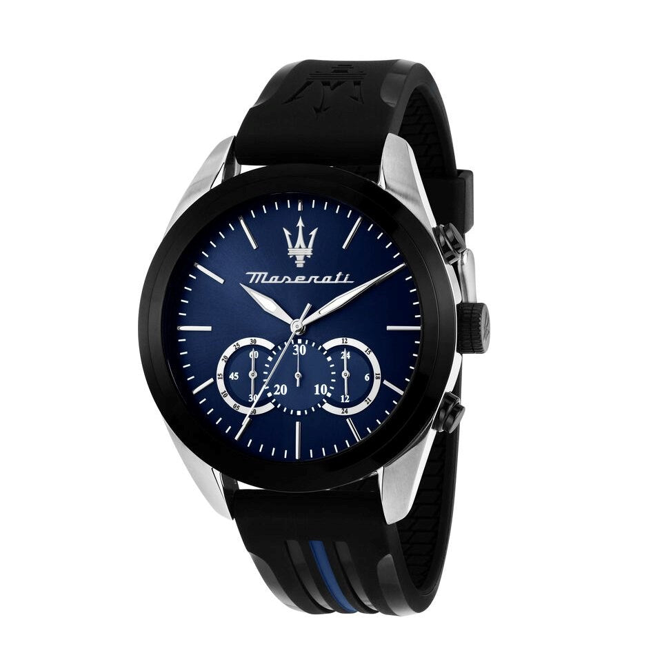 Maserati Traguardo Chronograph Blue Dial Black Silicone Strap Watch For Men - R8871612044 Buy Now By Maserati