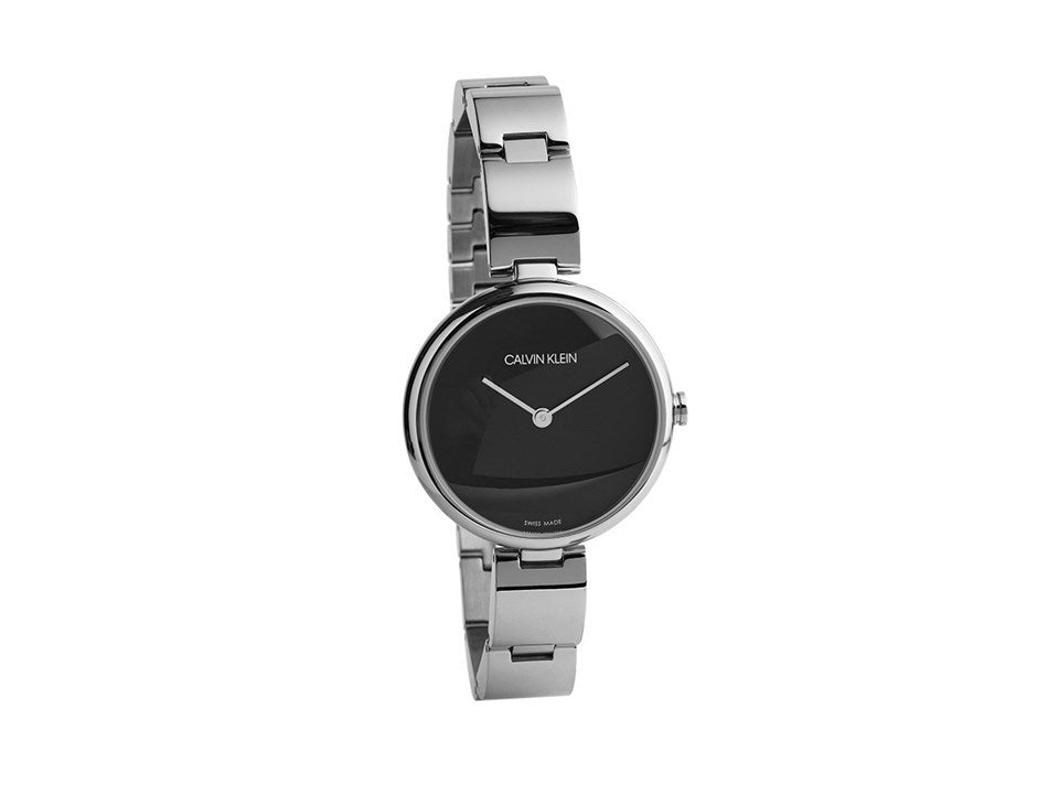 Calvin Klein Wavy Black Dial Silver Steel Strap Watch for Women - K9U23141 Buy Now By Calvin Klein