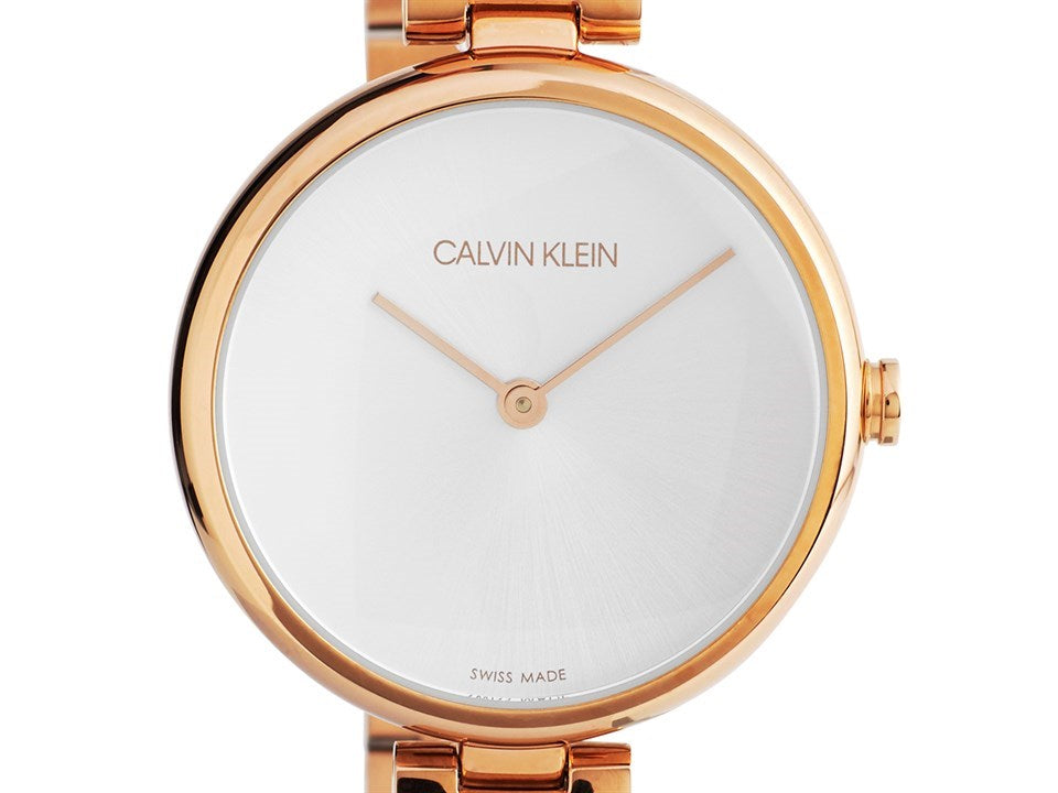 Calvin Klein Wavy White Dial Rose Gold Steel Strap Watch for Women - K9U23646 Buy Now By Calvin Klein