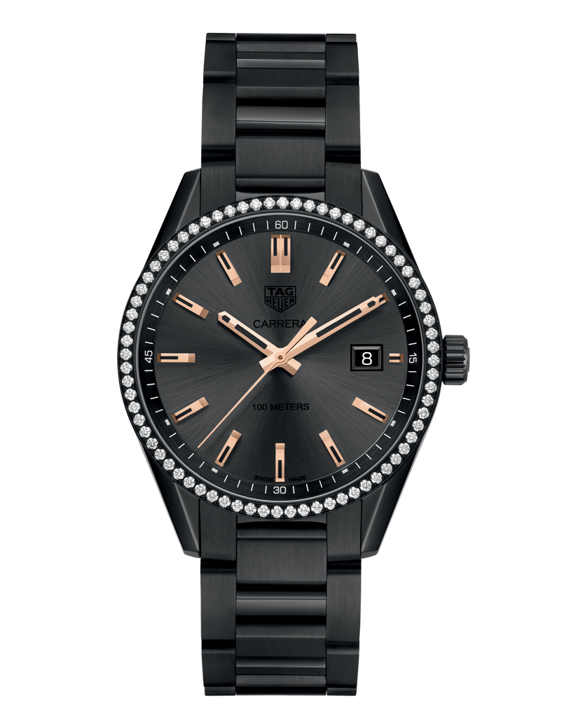 Tag Heuer Carrera Quartz Diamonds Black Dial Black Steel Strap Watch for Women - WAR1115.BA0602 Buy Now By Tag Heuer