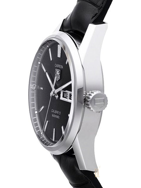 Tag Heuer Carrera Automatic 41mm Black Dial Black Leather Strap Watch for Men - WAR201A.FC6266 Buy Now By Tag Heuer
