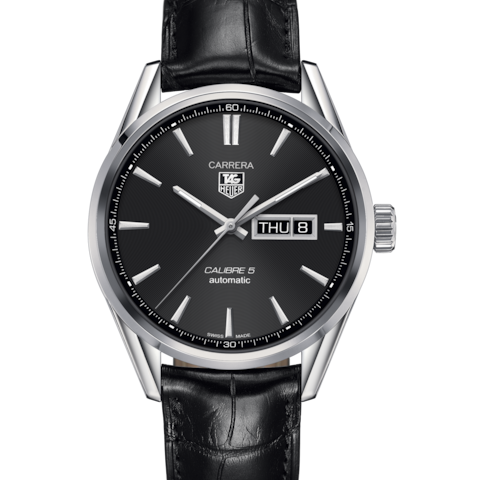 Tag Heuer Carrera Automatic 41mm Black Dial Black Leather Strap Watch for Men - WAR201A.FC6266 Buy Now By Tag Heuer