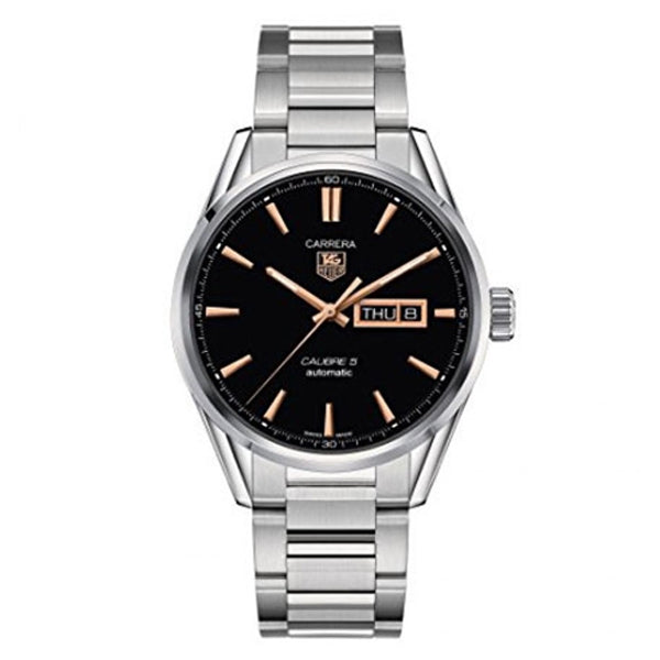 Tag Heuer Carrera Calibre 5 Automatic Black Dial Silver Steel Strap Watch for Men - WAR201C.BA0723 Buy Now By Tag Heuer